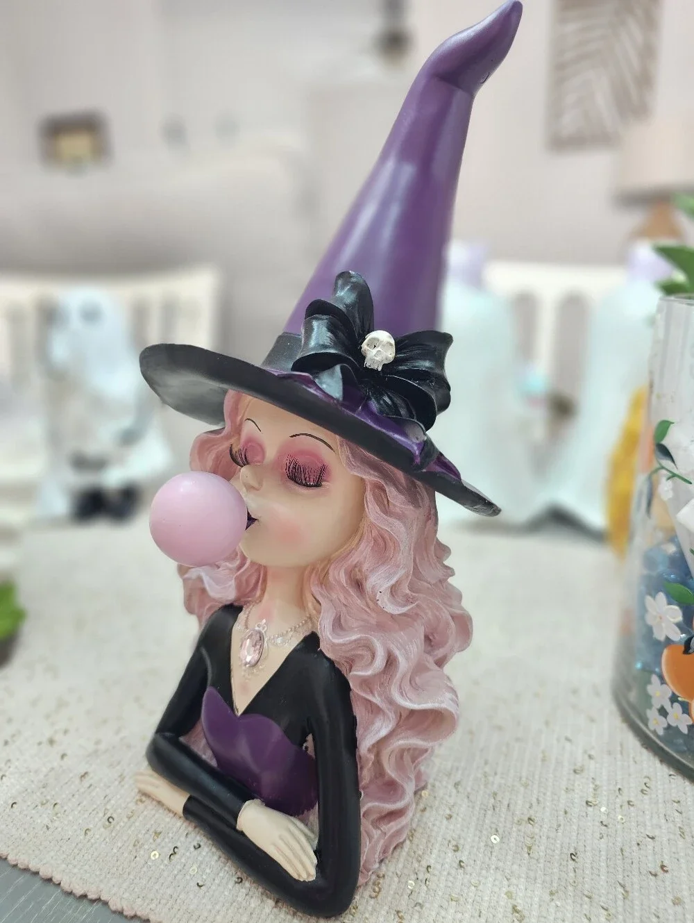 Brand New! Halloween Pink Hair Eyelash Witch Blowing Bubble